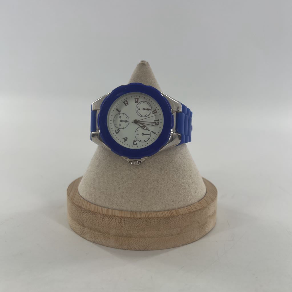 blue silicone-strap watch
