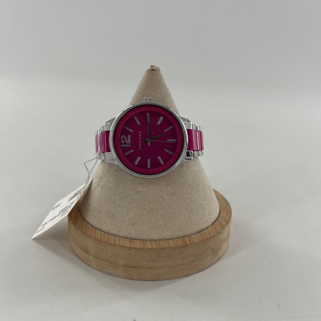 fuchsia & silver resin link watch