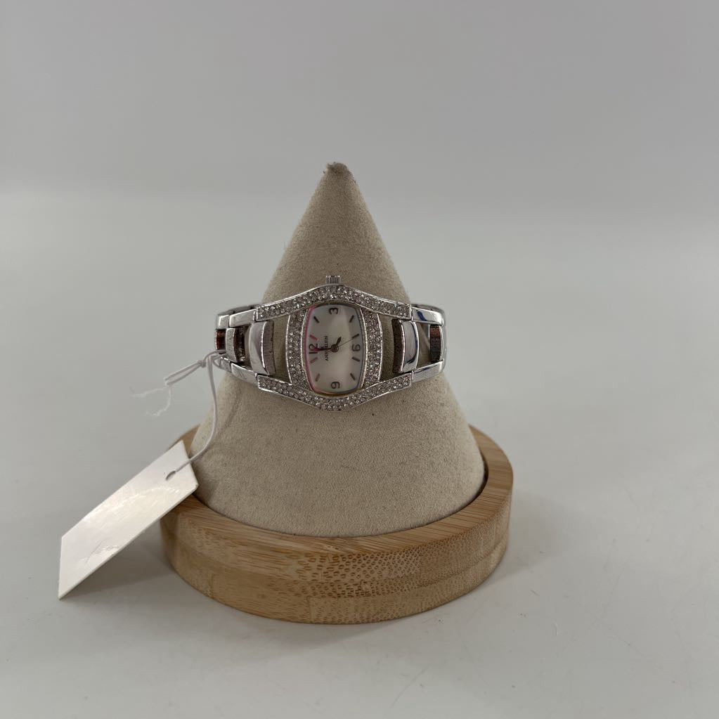 silver pave crystal watch