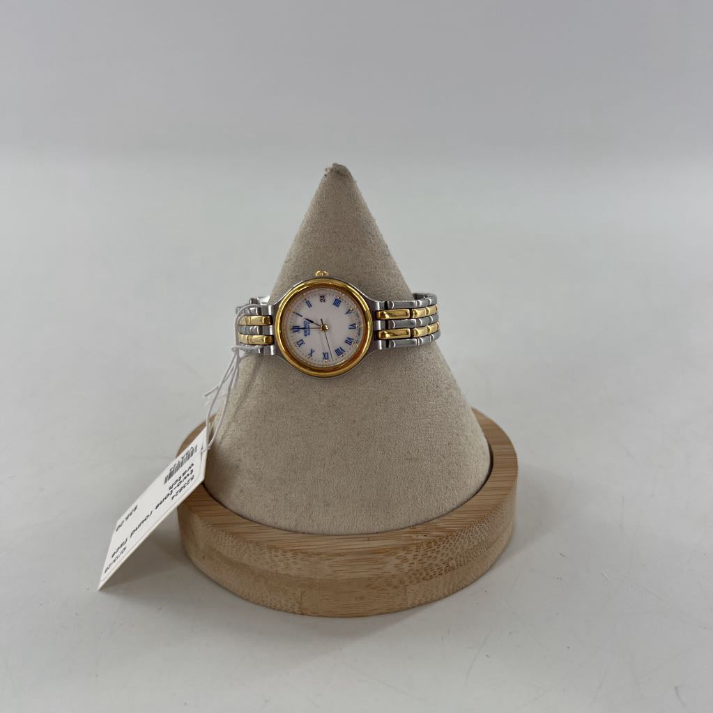 two-tone round face watch