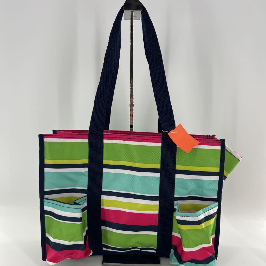 striped utility tote