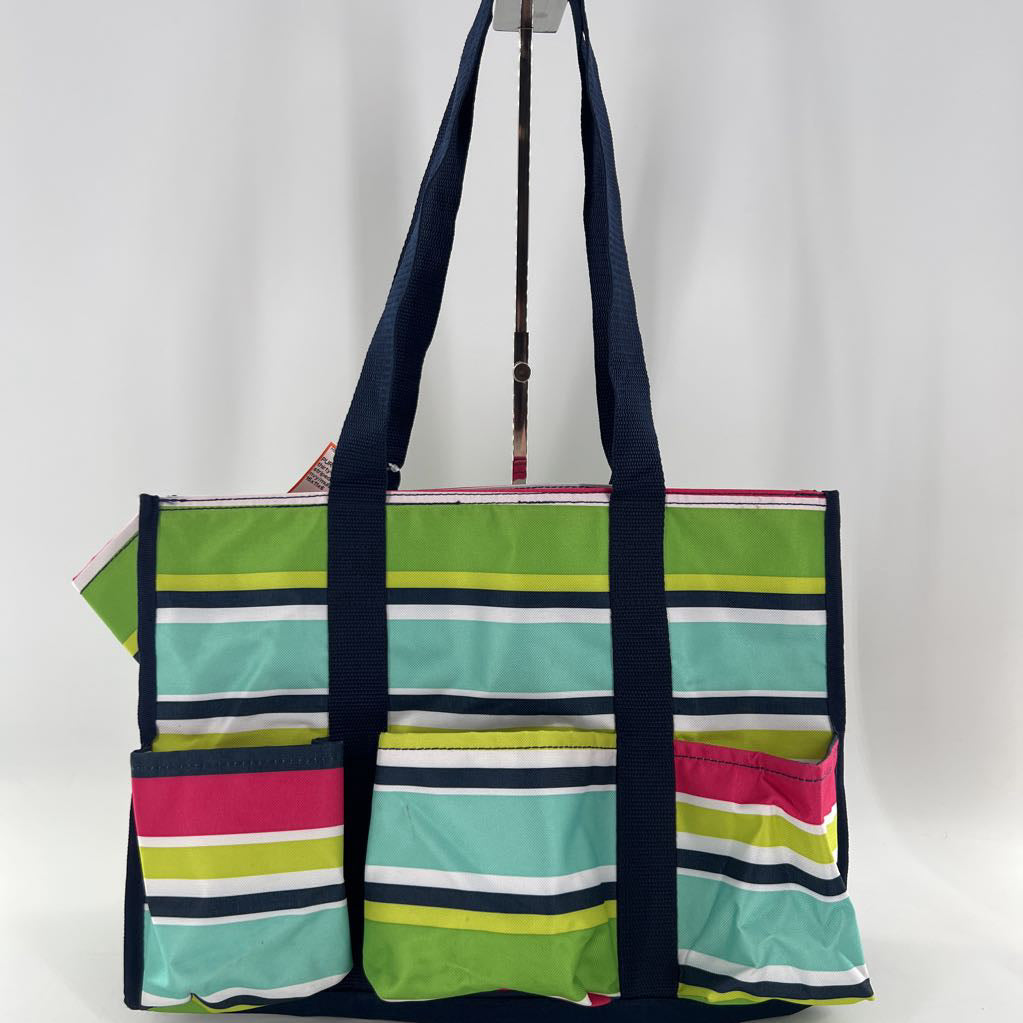 striped utility tote