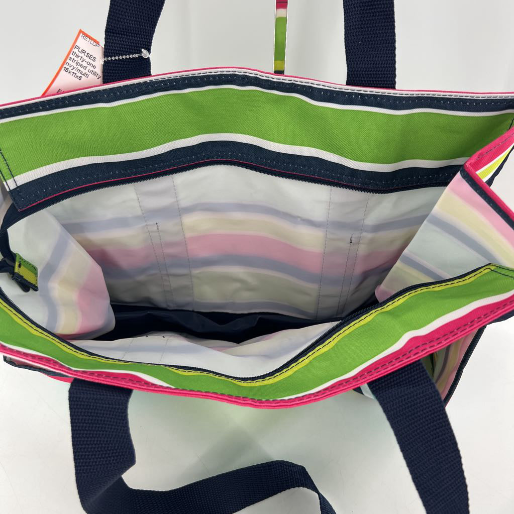 striped utility tote