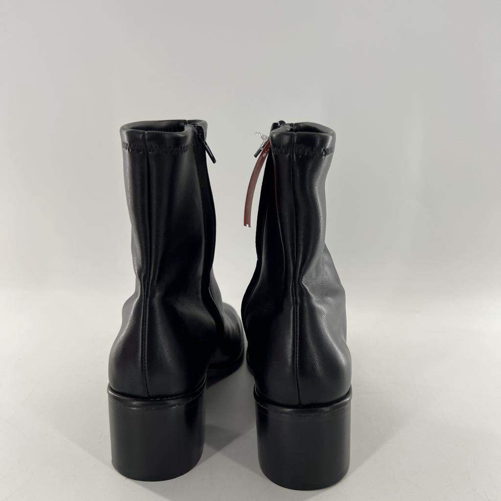 11 block heel square toe side zip ankle boot
