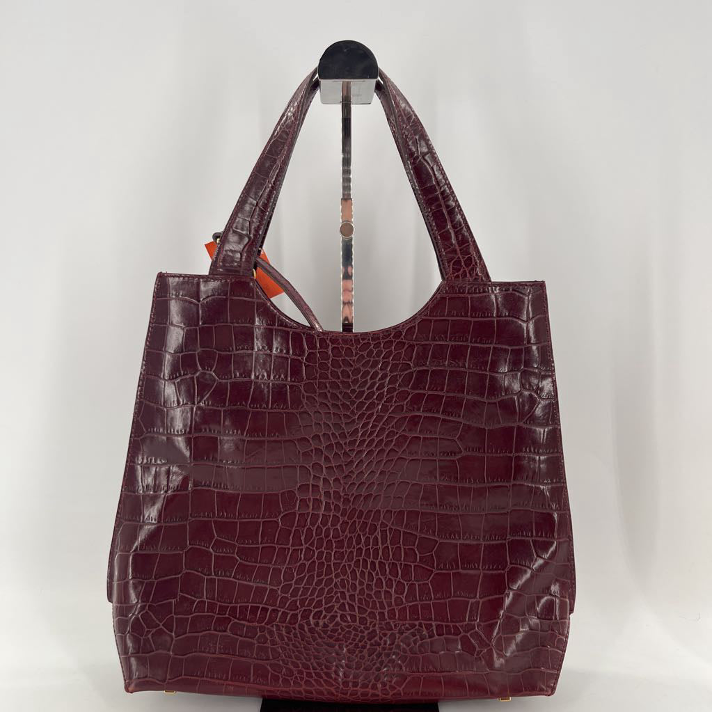croc embossed top handle handbag