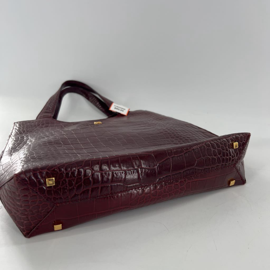 croc embossed top handle handbag