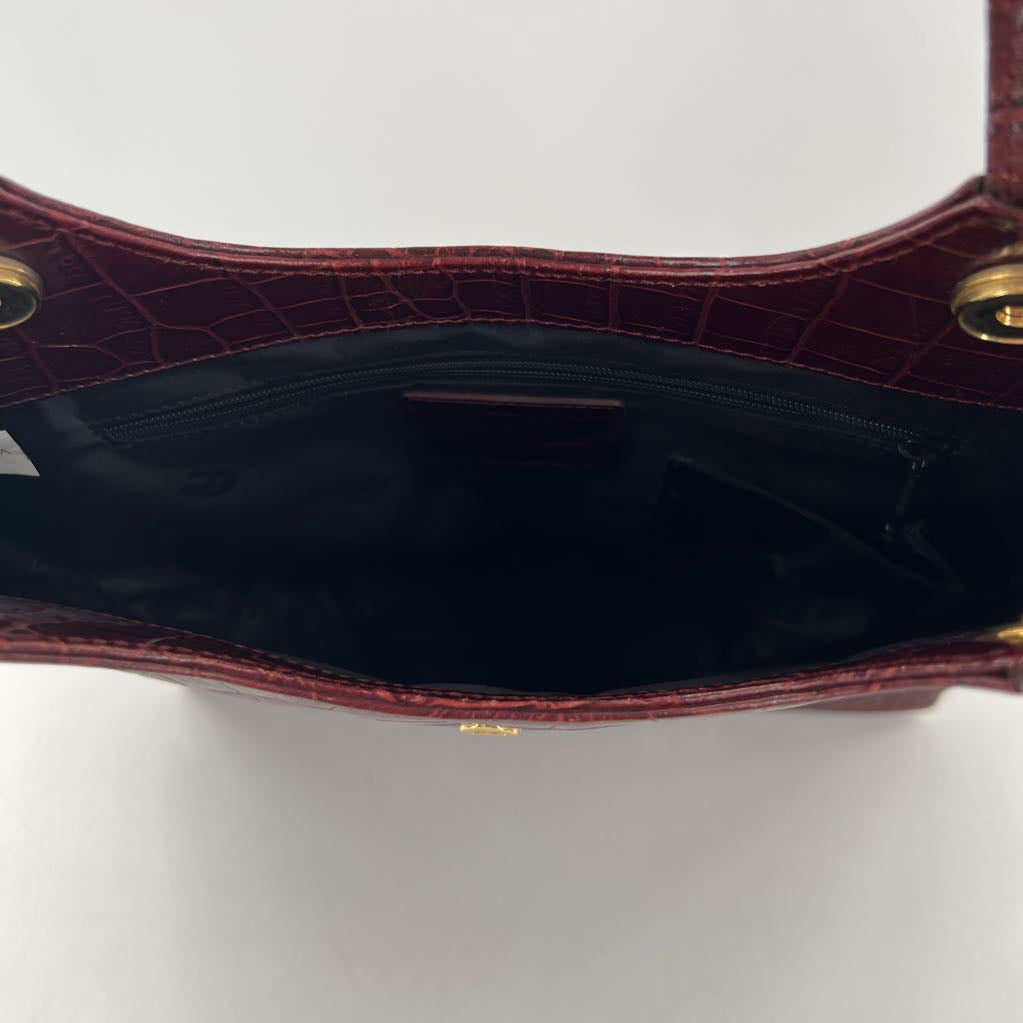 croc embossed top handle handbag