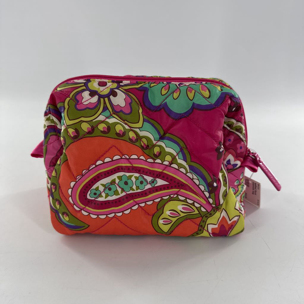 quilted floral cosmetic bag