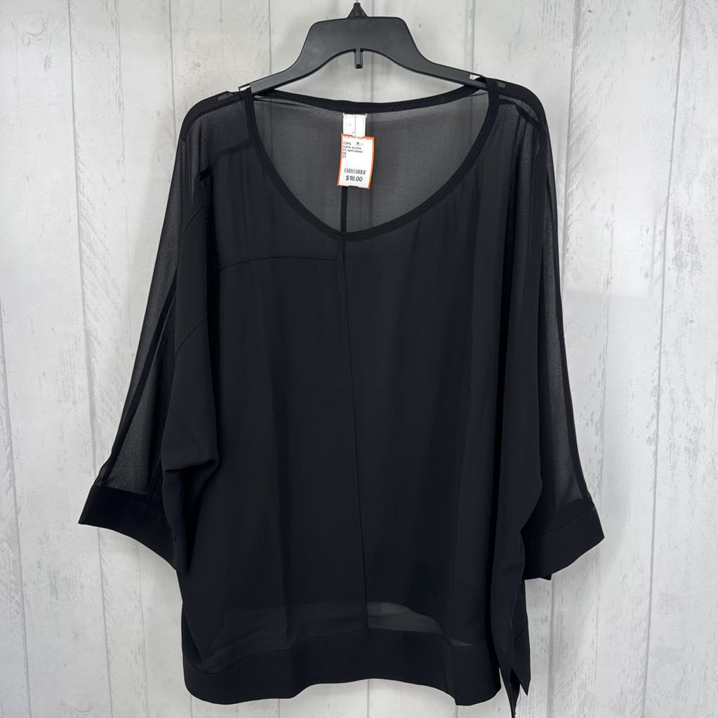 2X semi-sheer dolman slv top