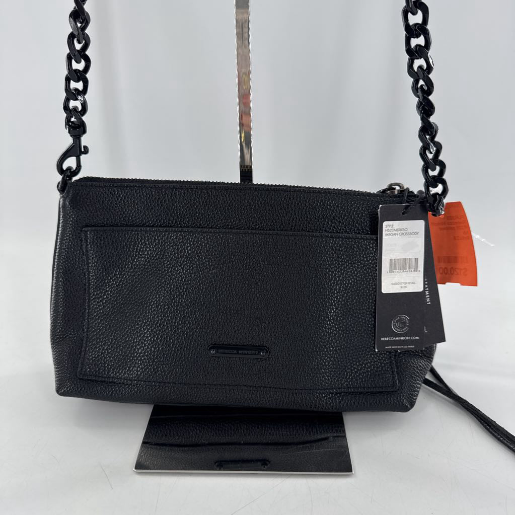 R228 pebbled crossbody w/ chain accented strap