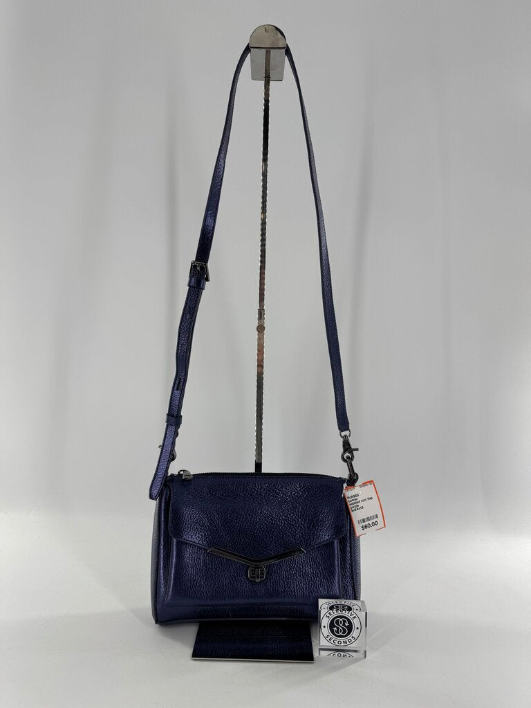 Metallic pebbled front flap pocket crossbody