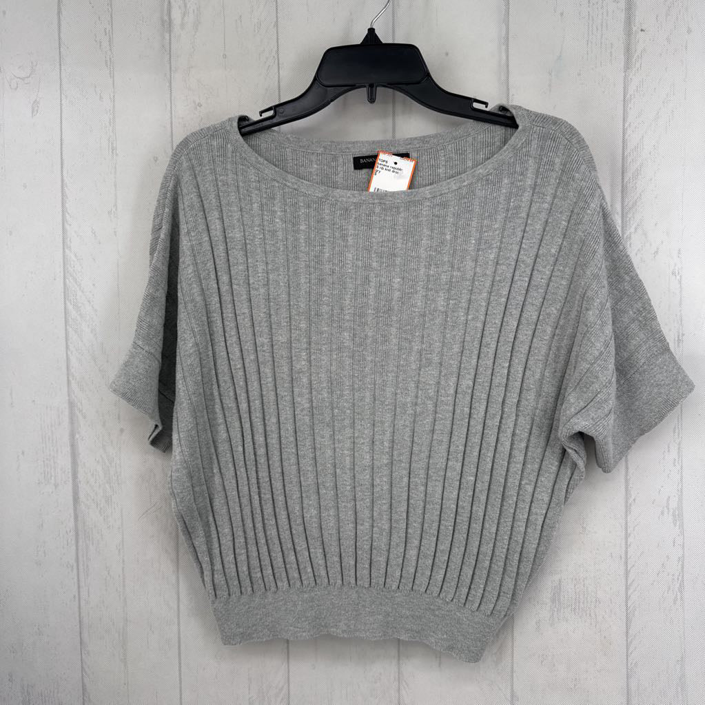 S rib knit drop shoulder top s/s