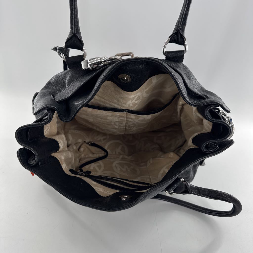 pebbled lg satchel w/ padlock charm