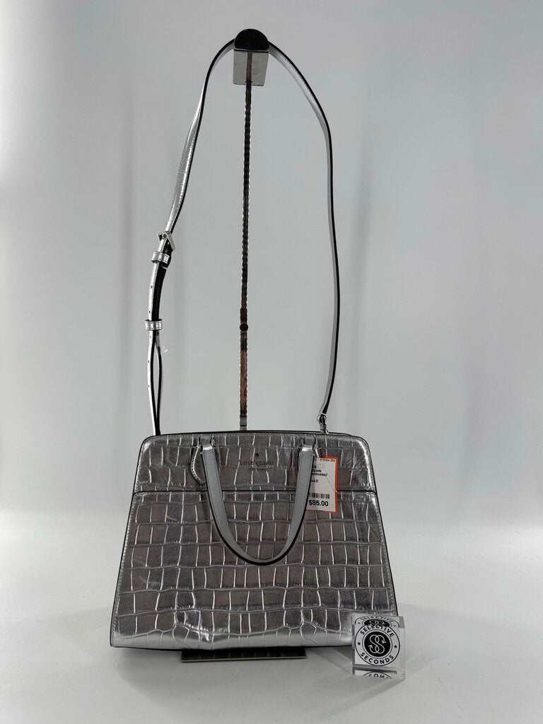 croc embossed metallic satchel