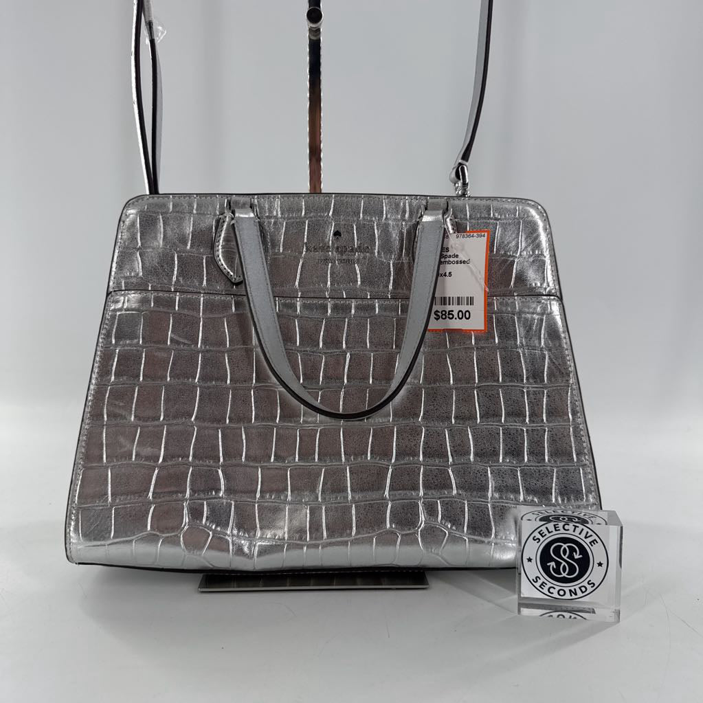 croc embossed metallic satchel