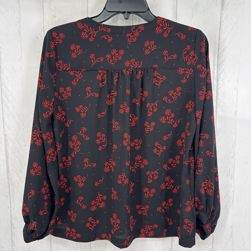 SP flo print split neck l/s top