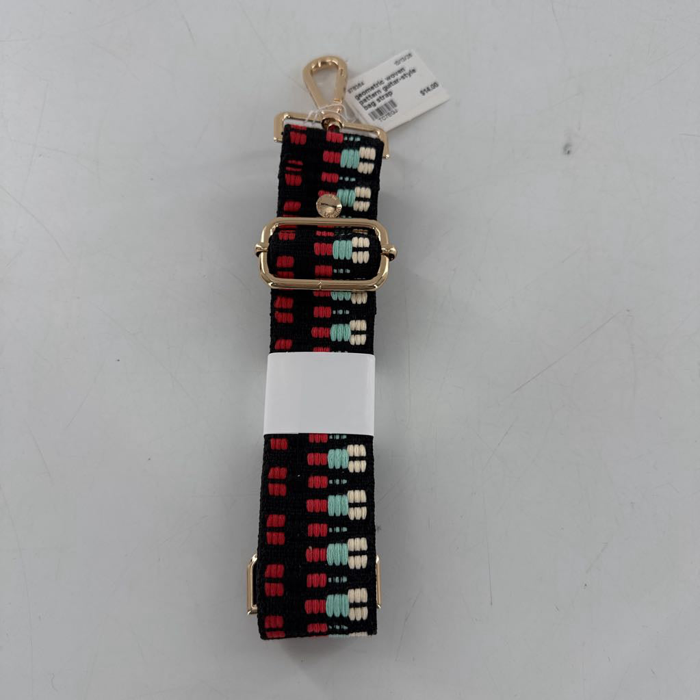 Pom Pom London geometric woven pattern guitar-style bag strap