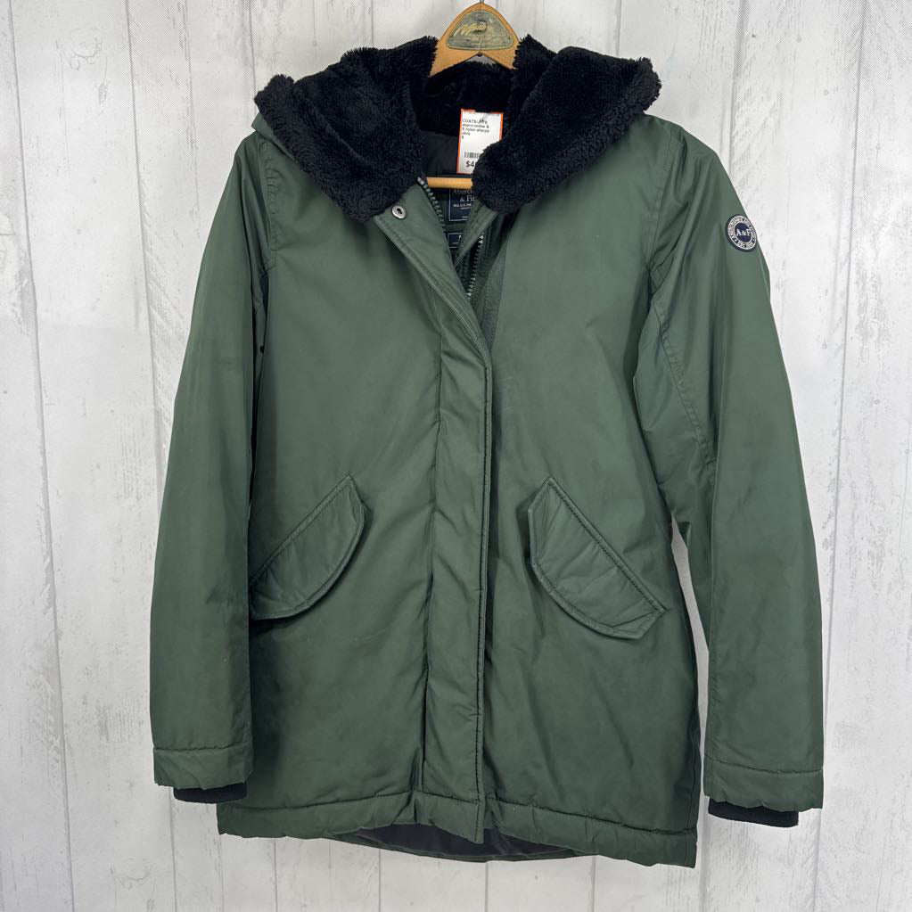 S nylon sherpa lined coat