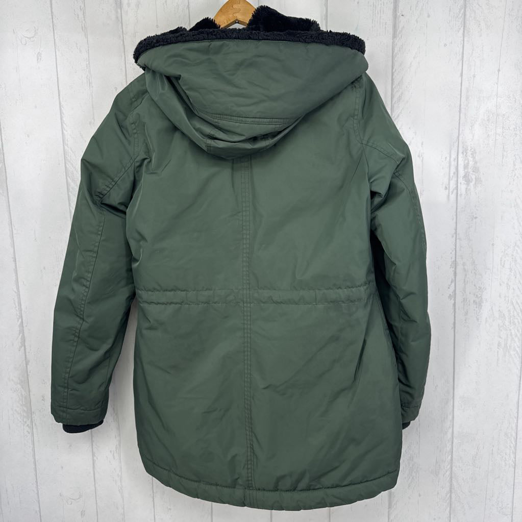 S nylon sherpa lined coat