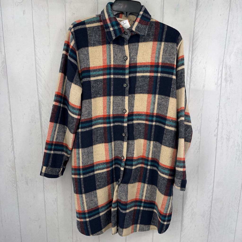 S/M plaid button down shacket l/s