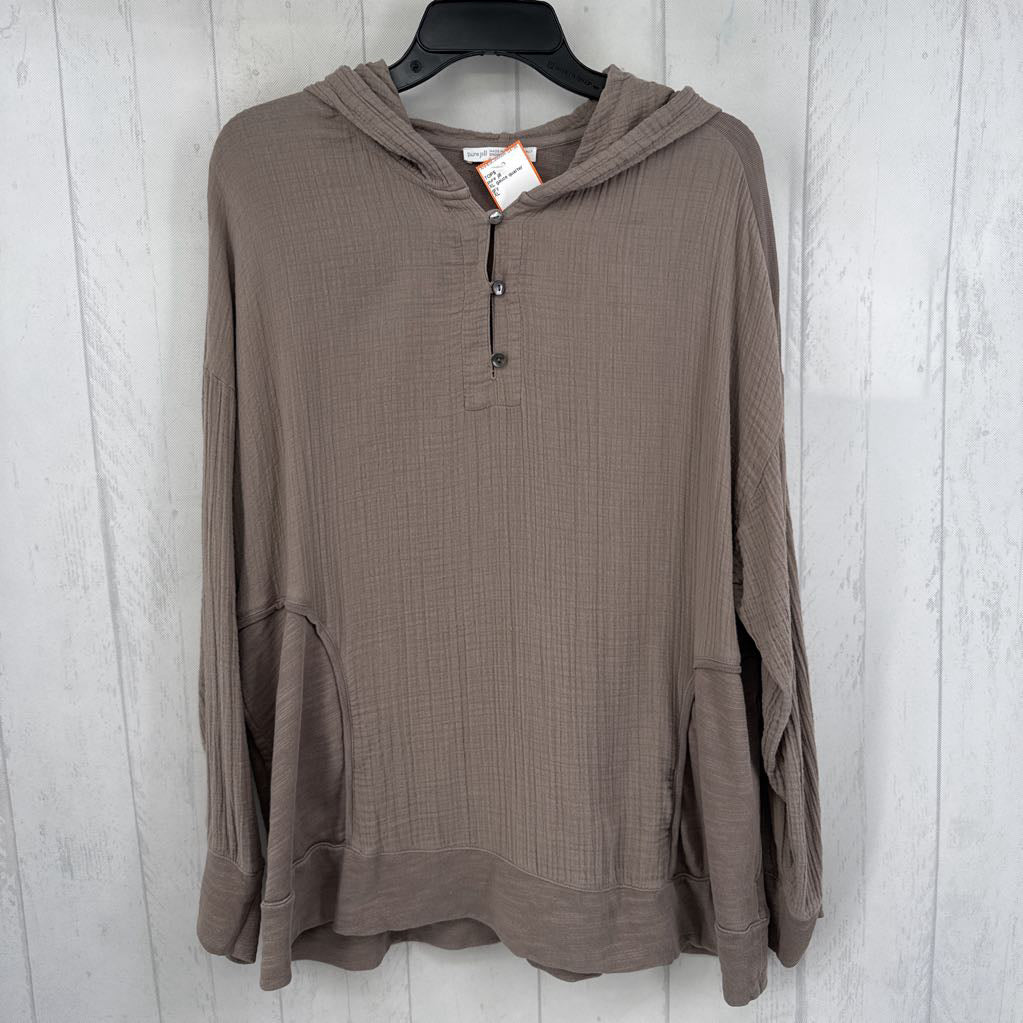 XL gauze quarter neck l/s top