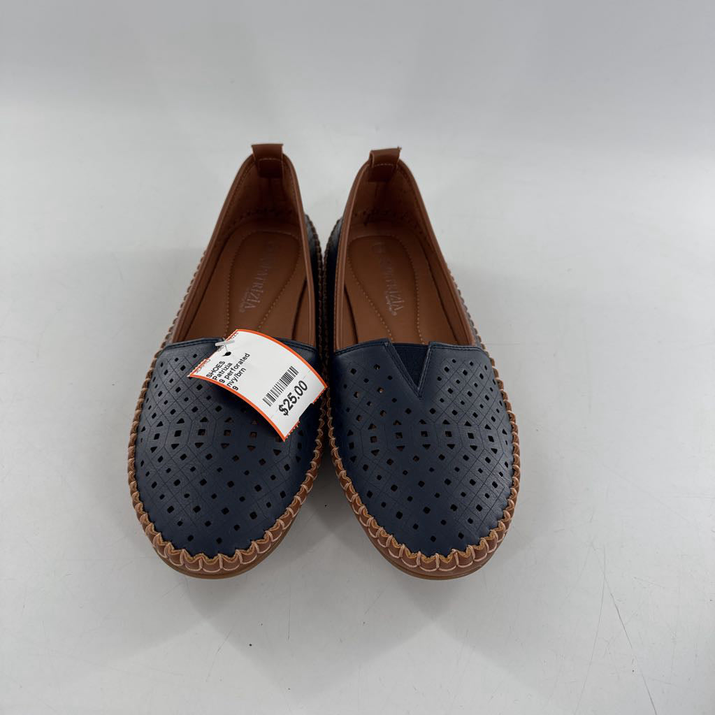 9 perforated leather slip-on flat