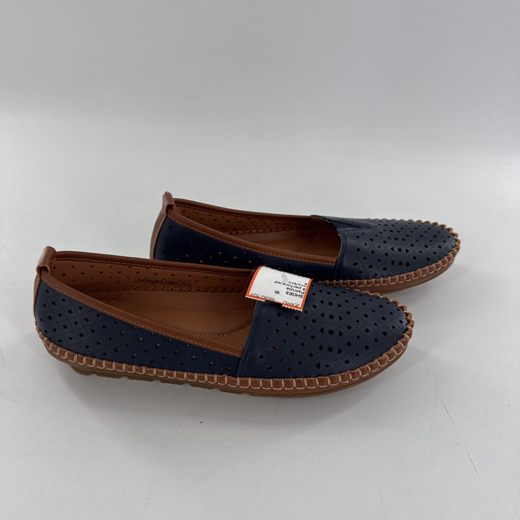 9 perforated leather slip-on flat