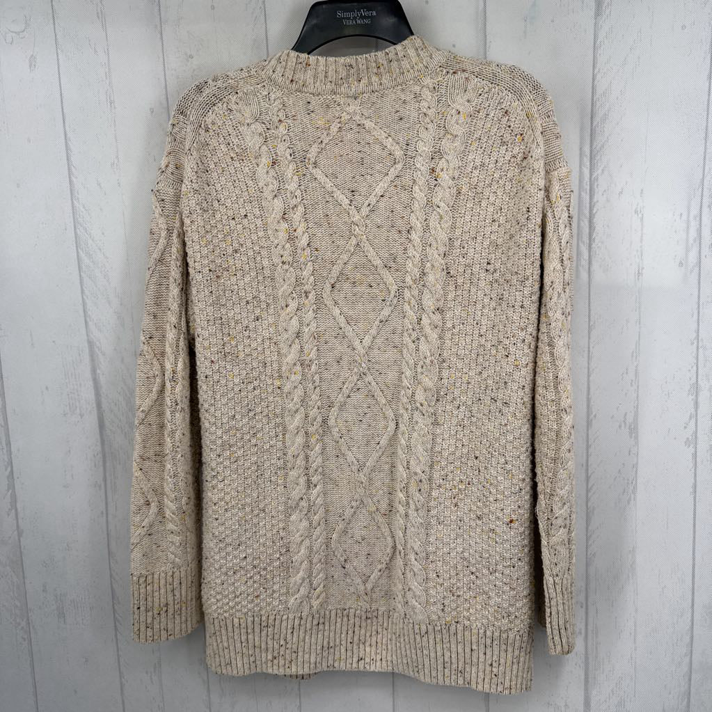 XS button front cable knit cardi