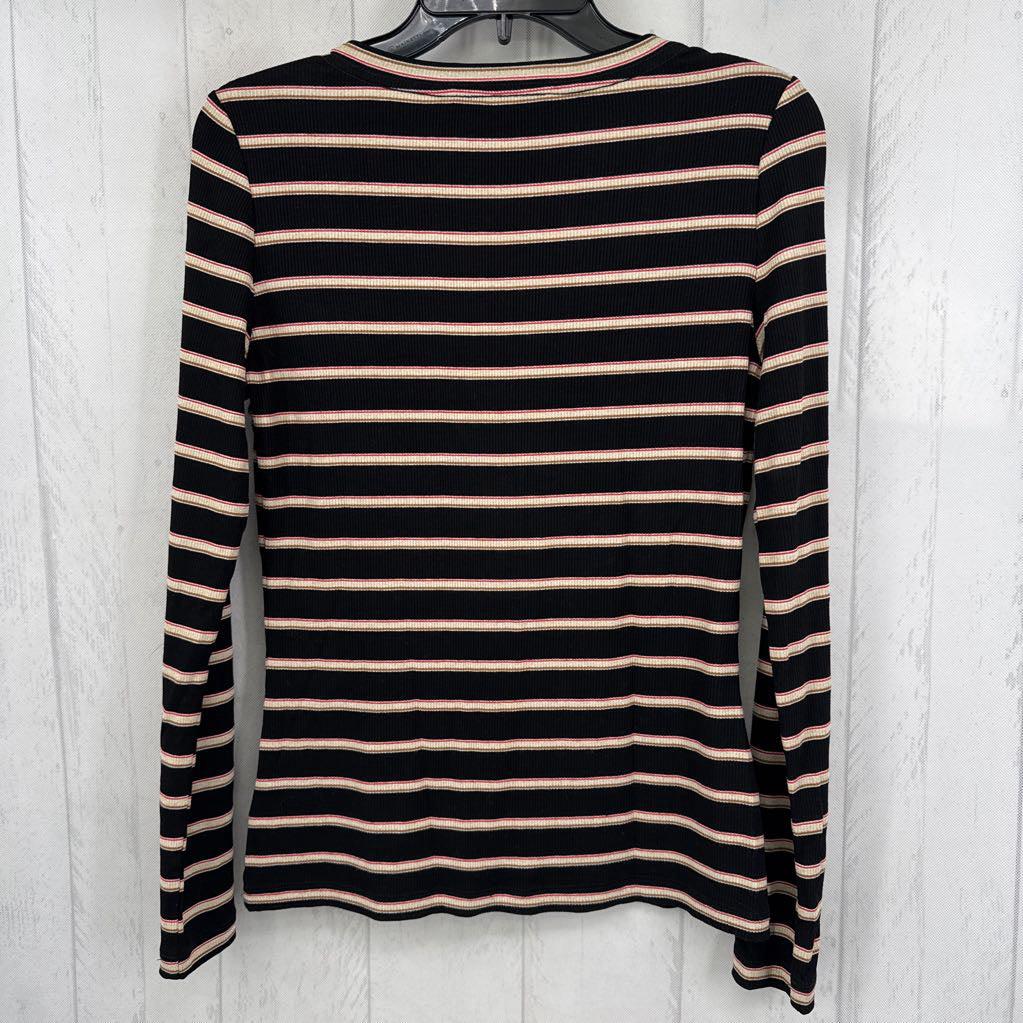 S striped v-neck l/s top