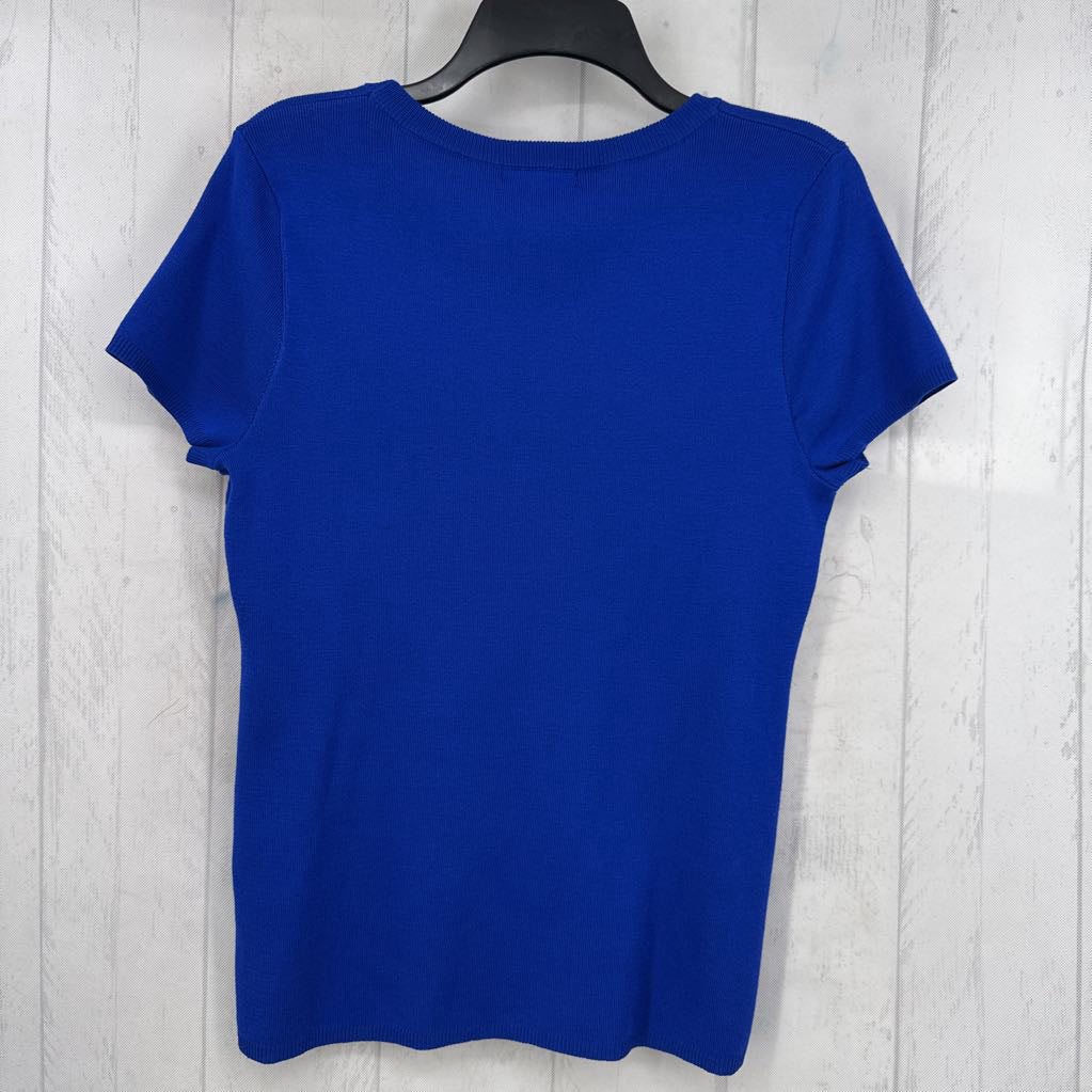 R48 L round neck knit s/s top