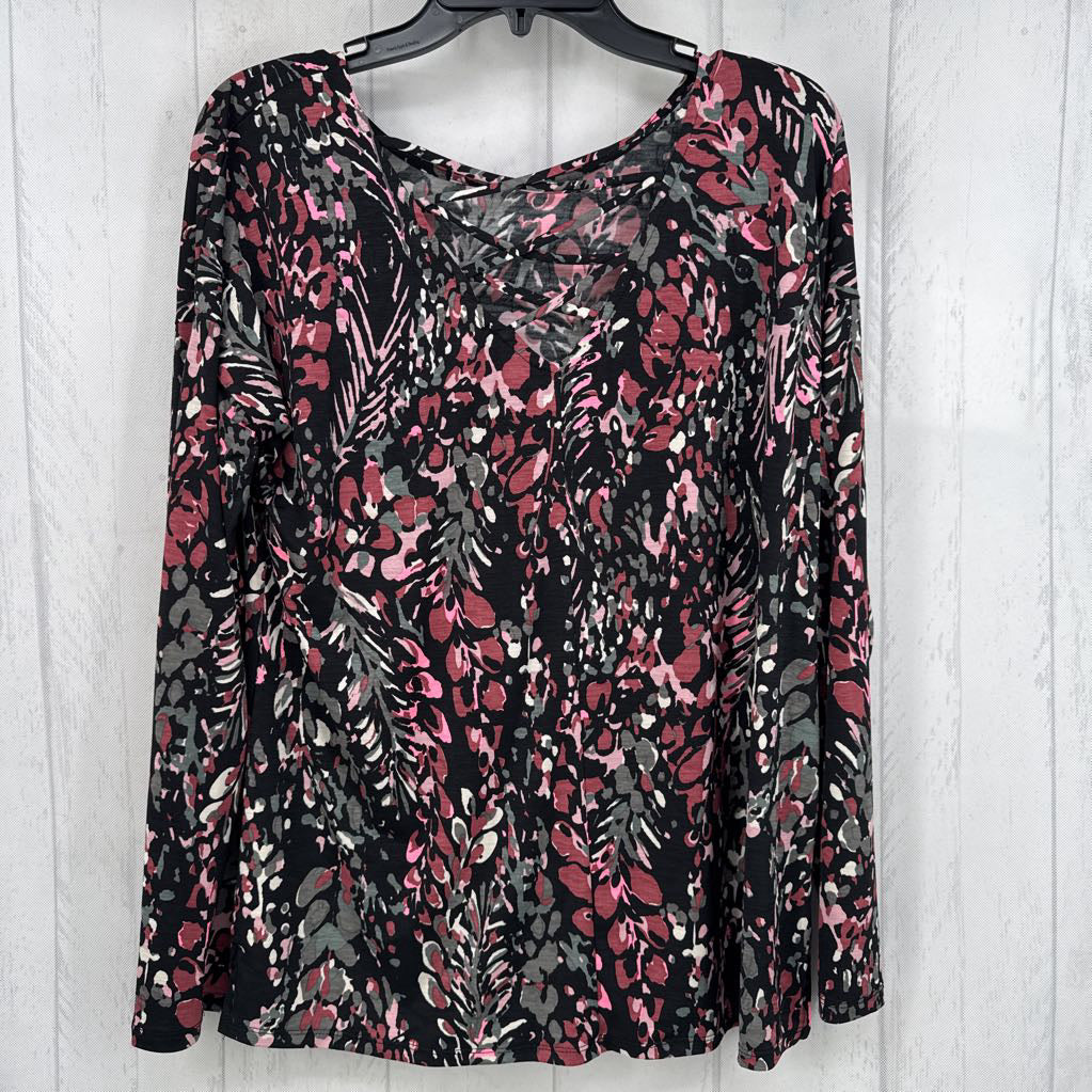 M printed criss-cross back l/s top