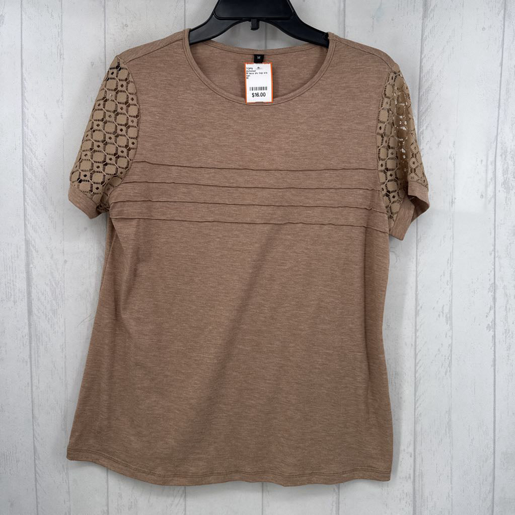 M lace slv top s/s