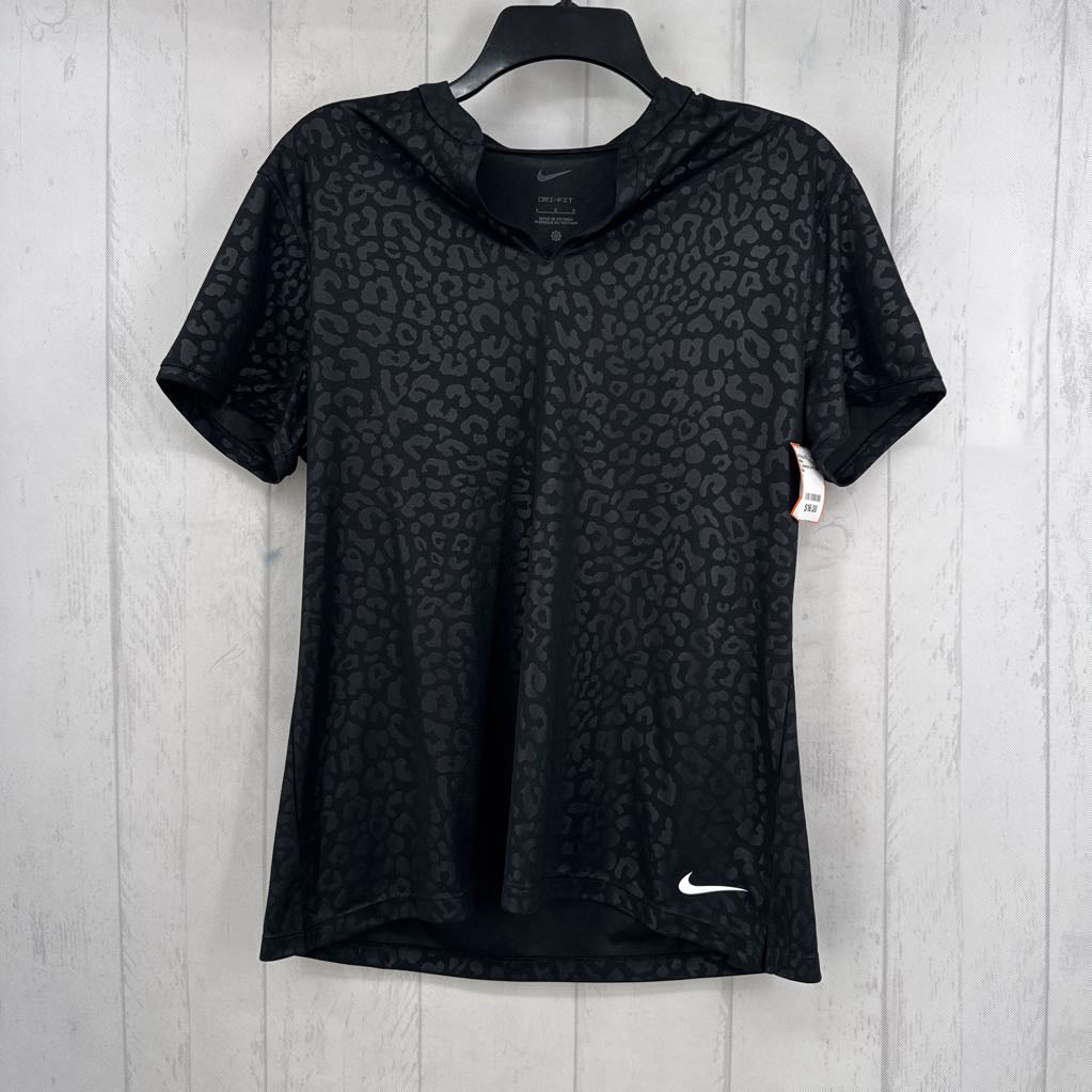 L animal print split neck s/s top