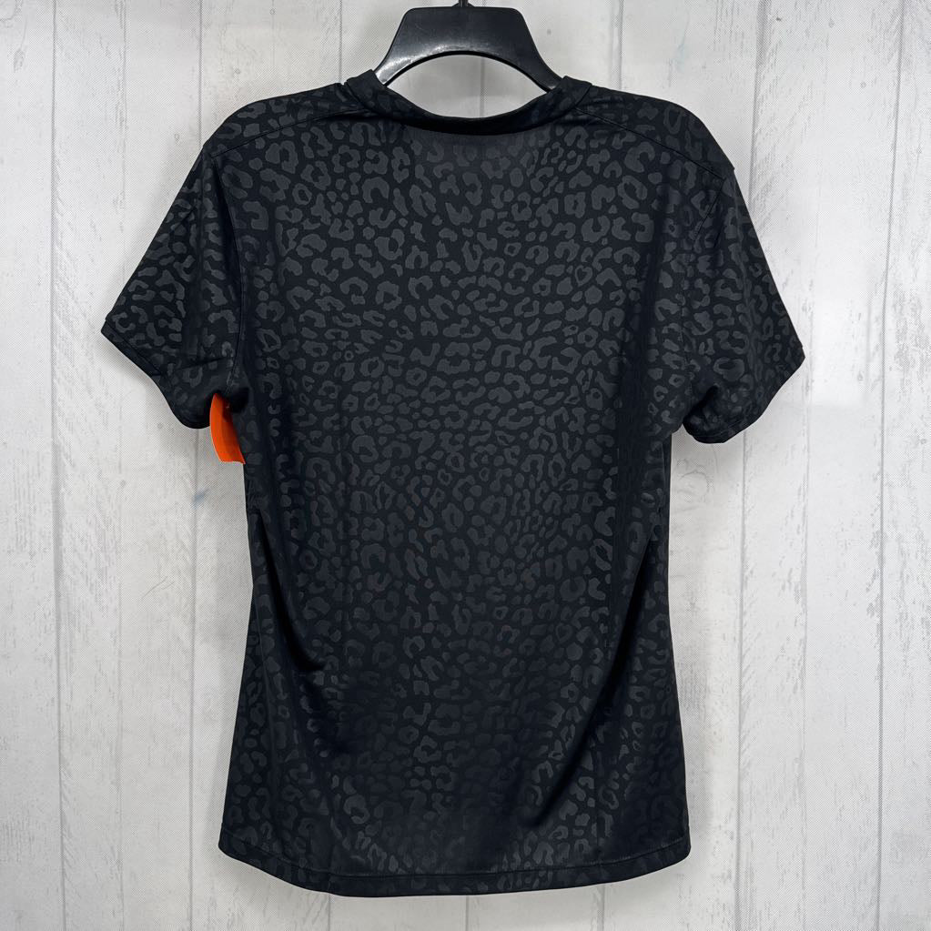 L animal print split neck s/s top