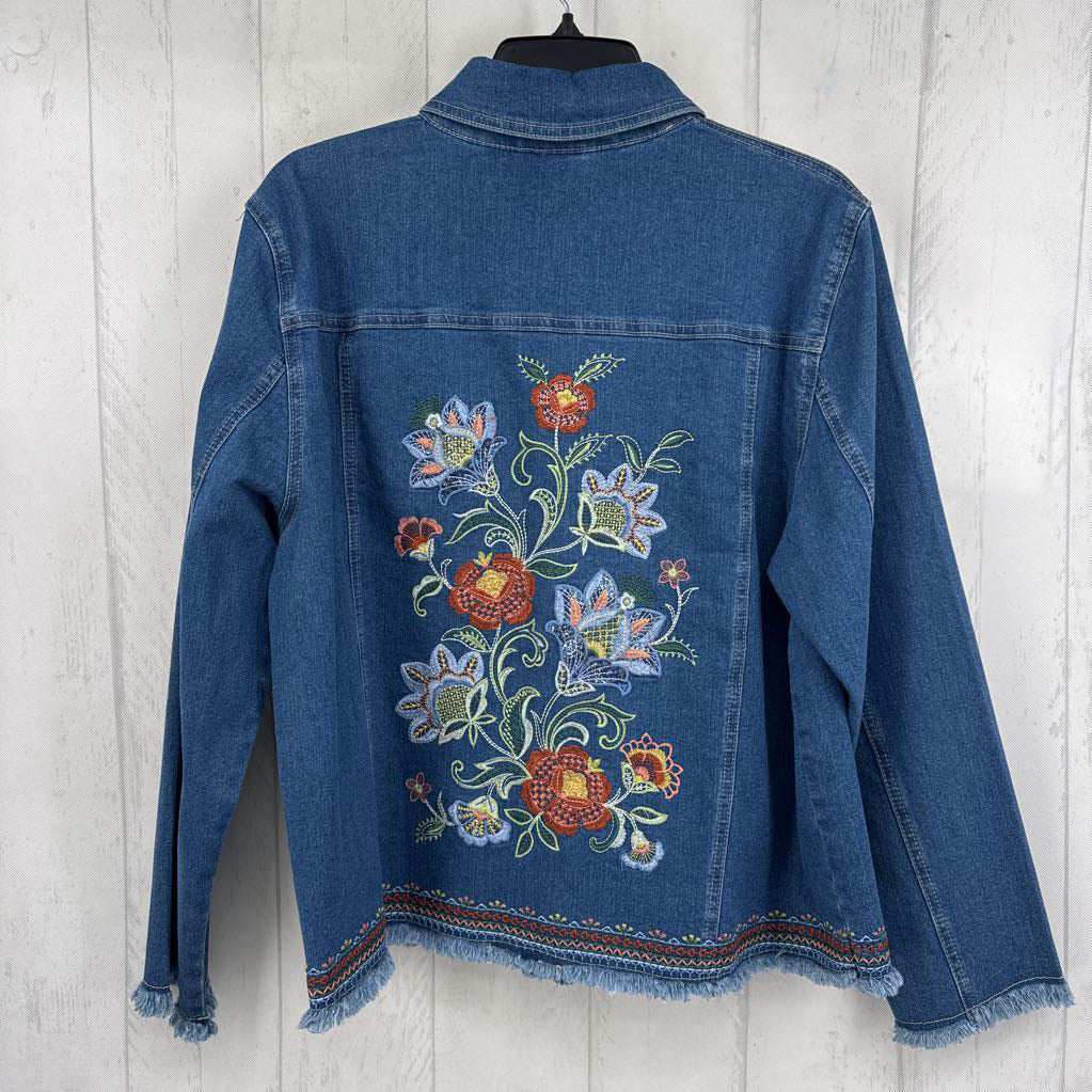 L flo embroidered jean jacket