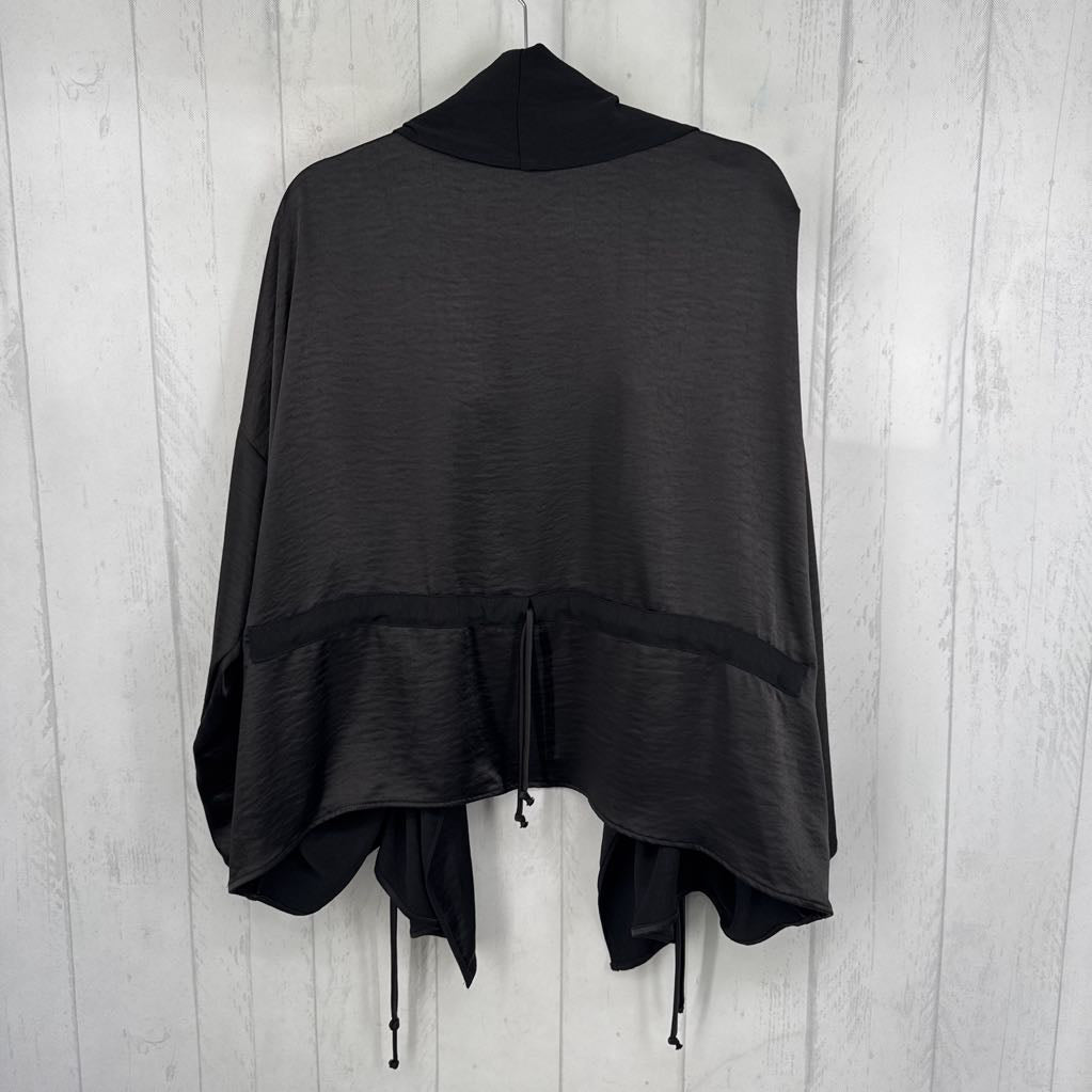 O/S satin open front flowy jacket