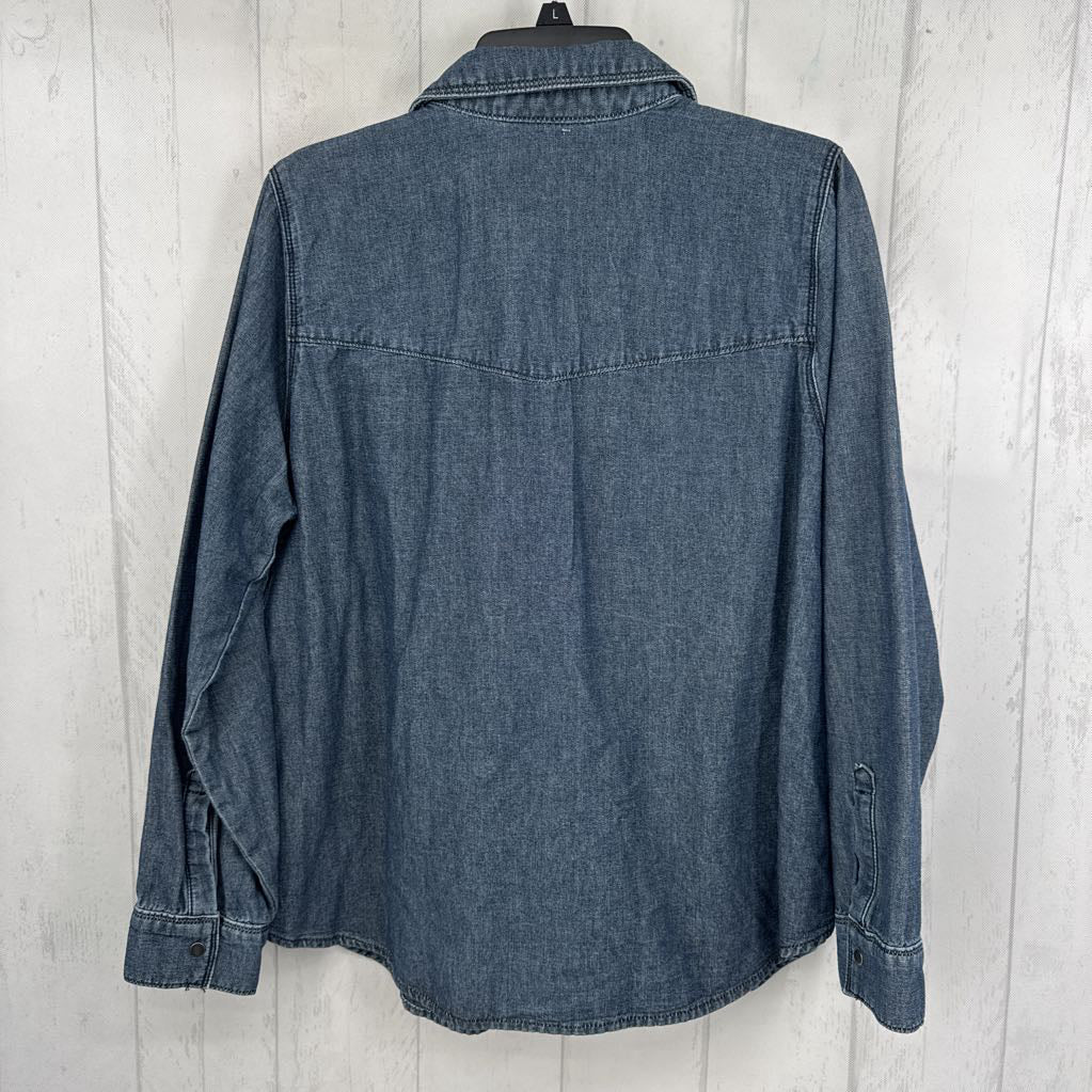 14/16 flo embroidered denim button down l/s top