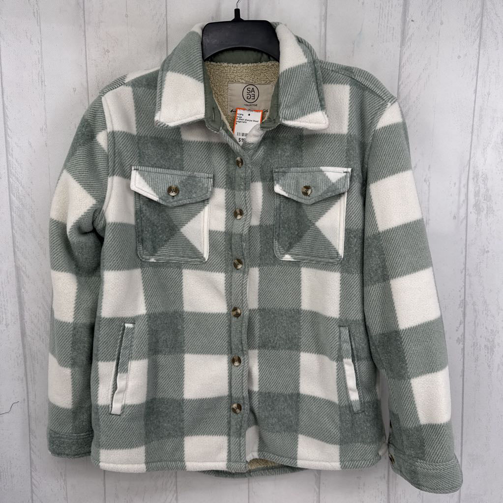 S plaid sherpa lined shacket