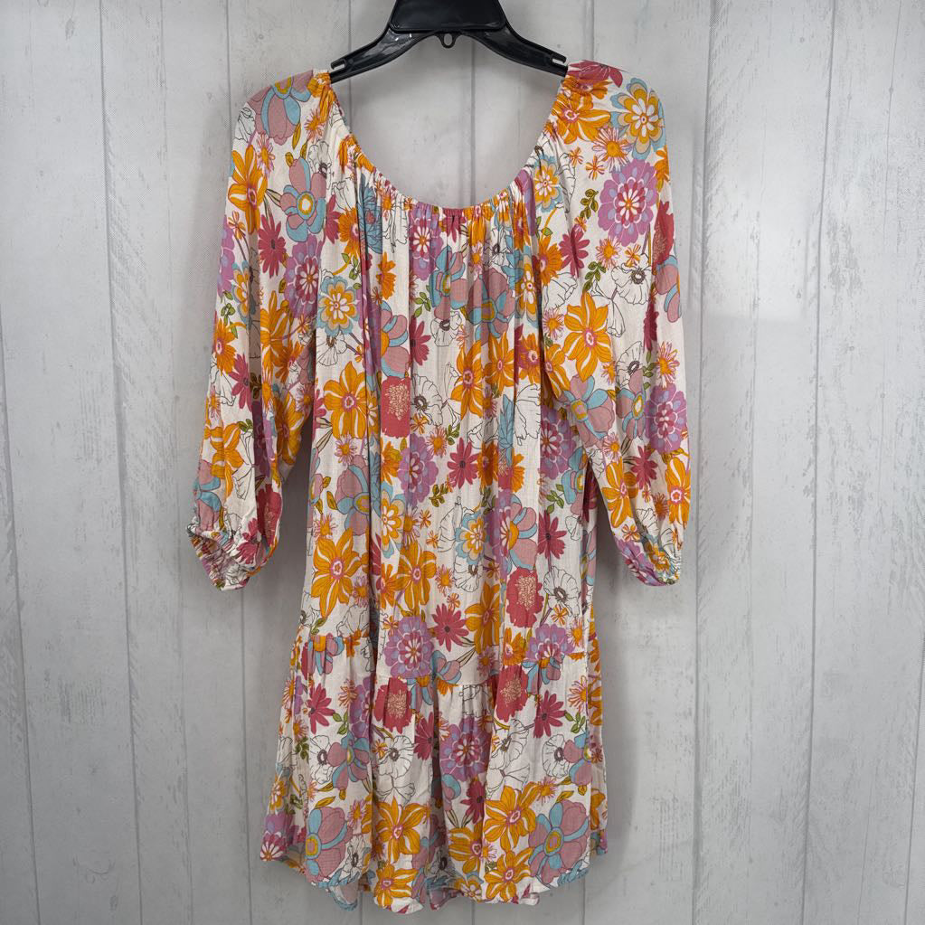 M flo print 3/4 slv dress