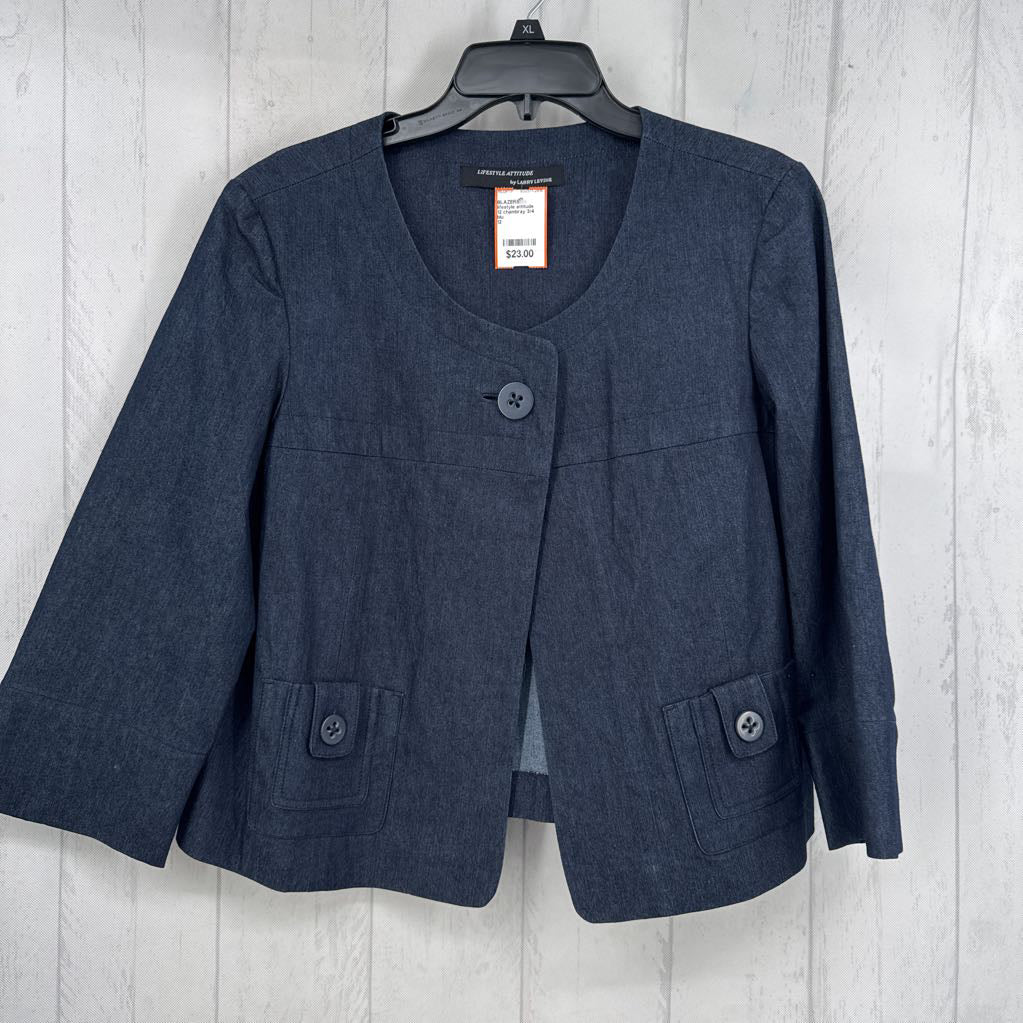 12 chambray 3/4 slv jacket