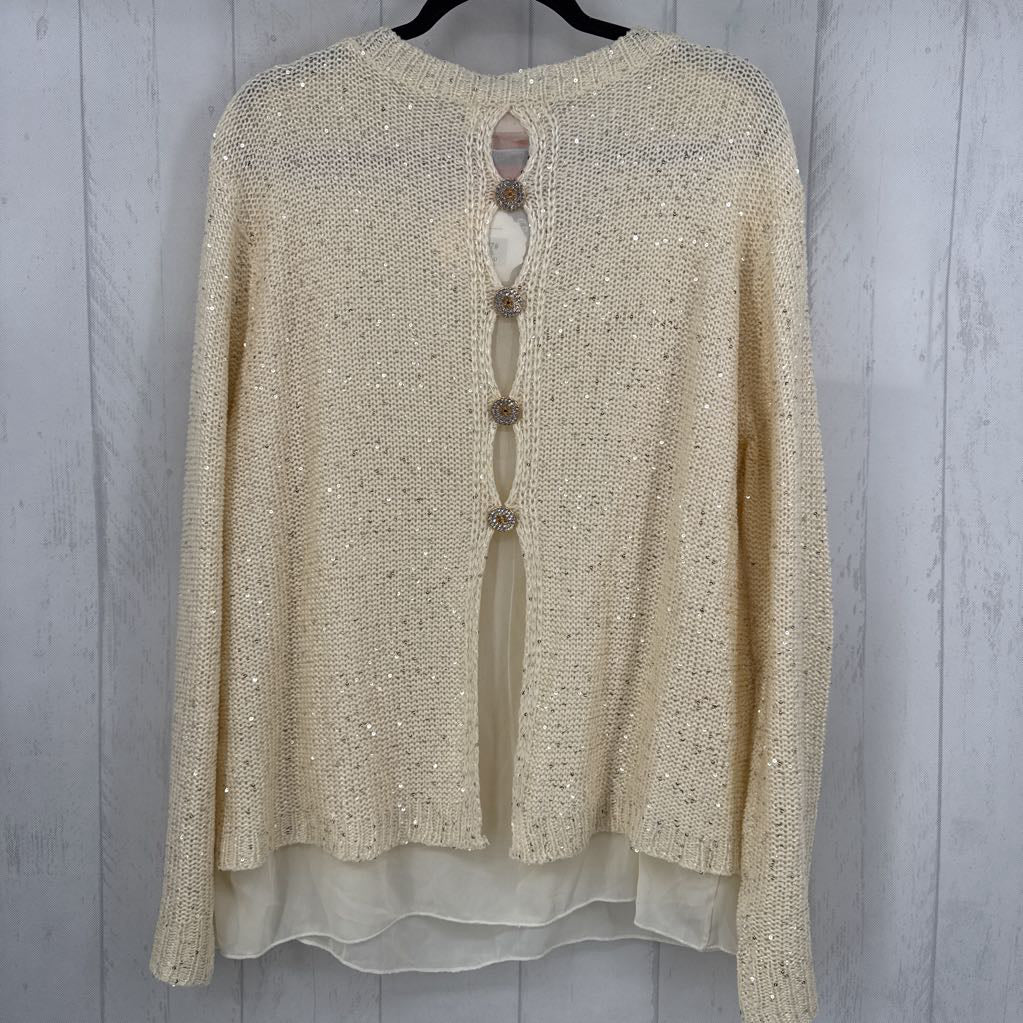 1XL sequin layered hem sweater