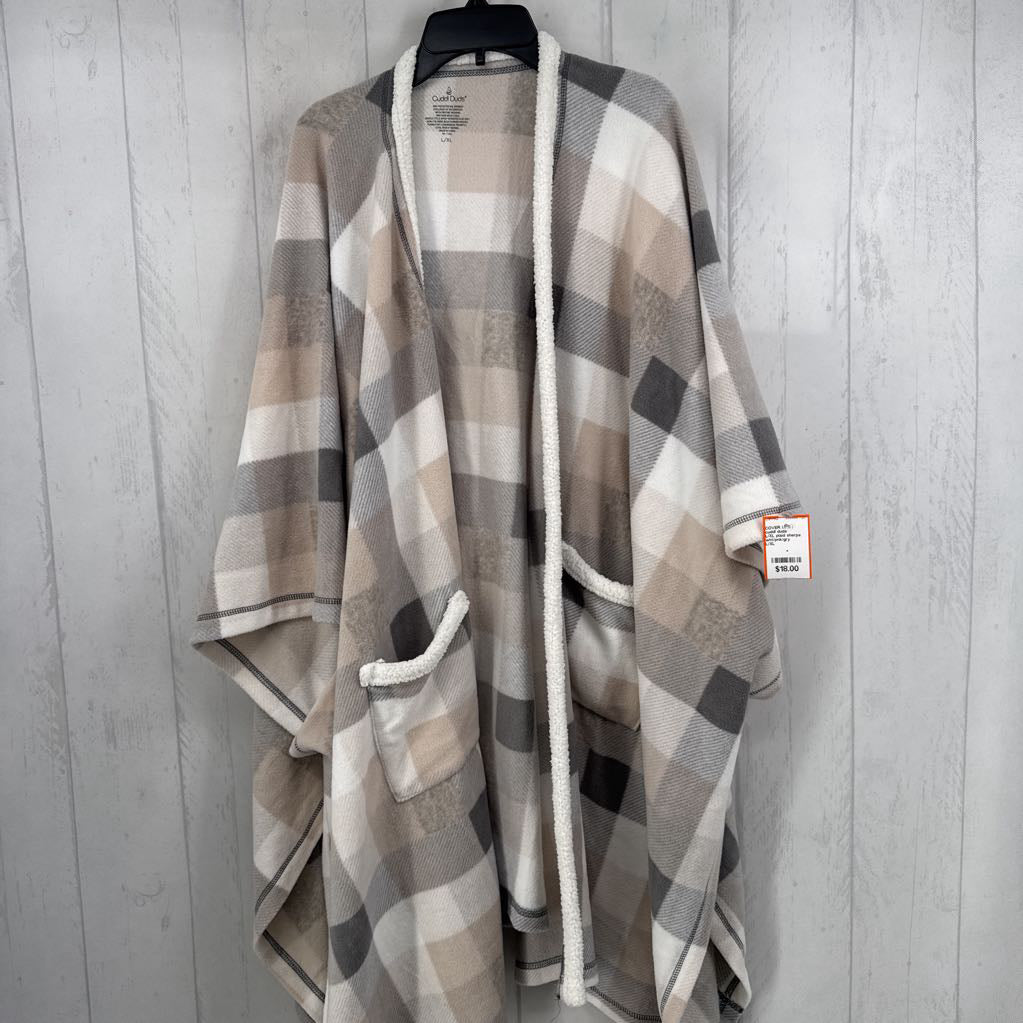 L/XL plaid sherpa poncho