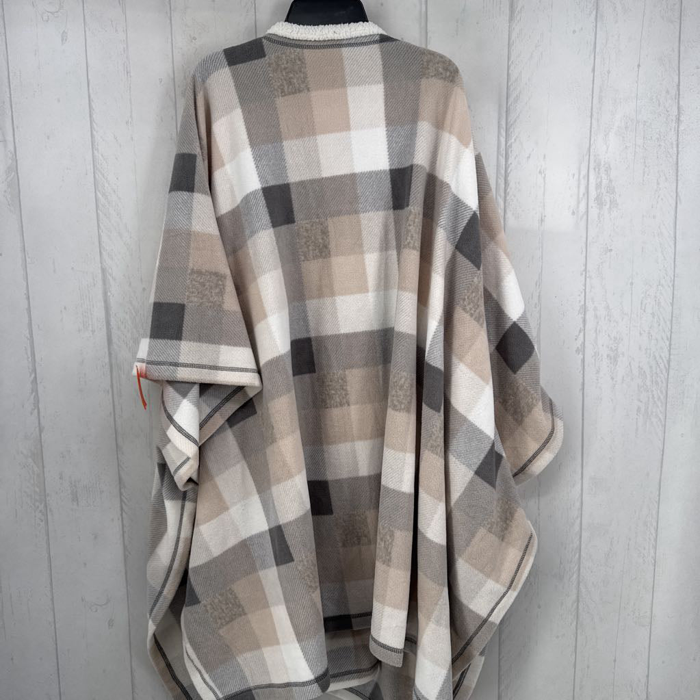 L/XL plaid sherpa poncho