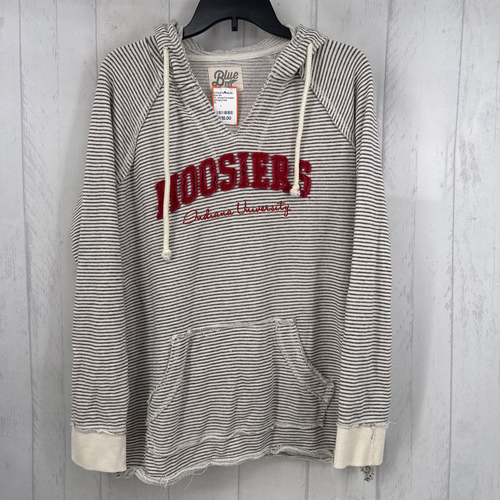 XL striped hooded pullover-hoosiers