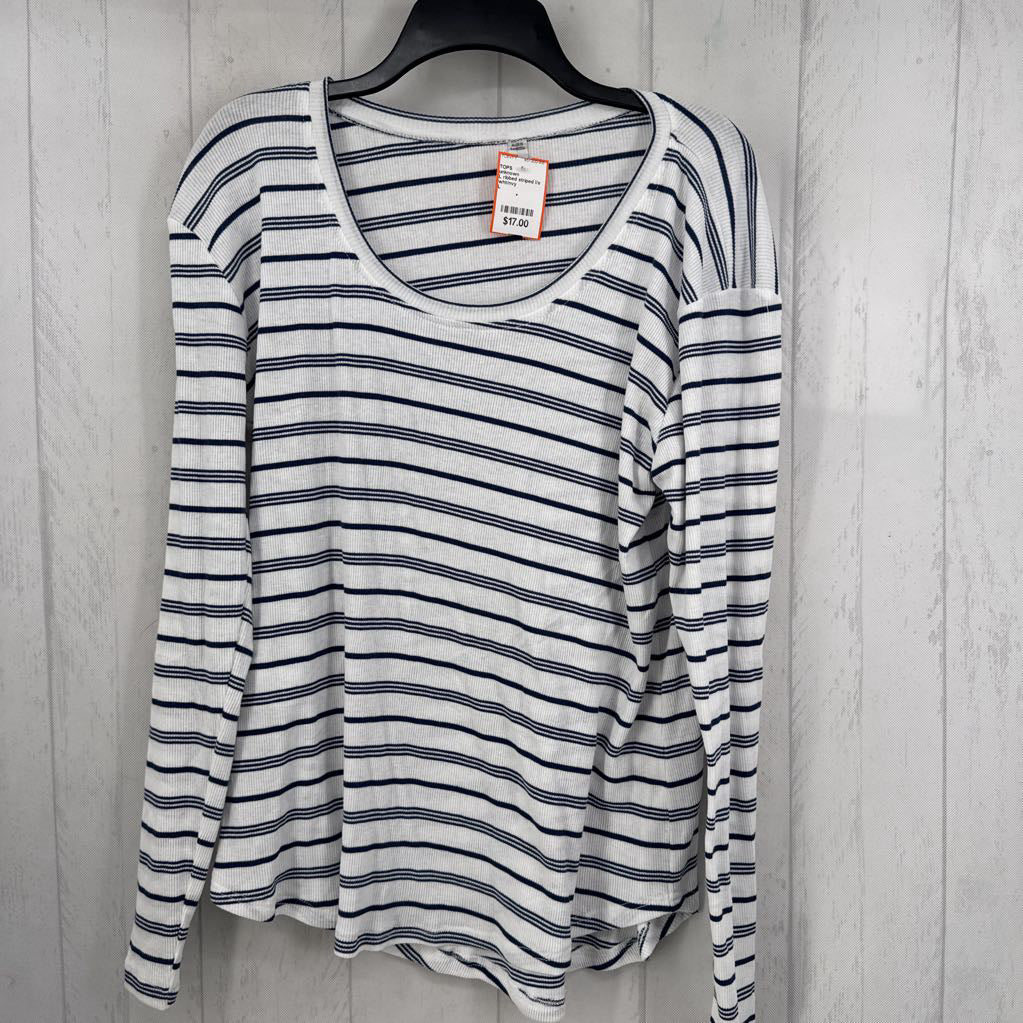 L ribbed striped l/s top