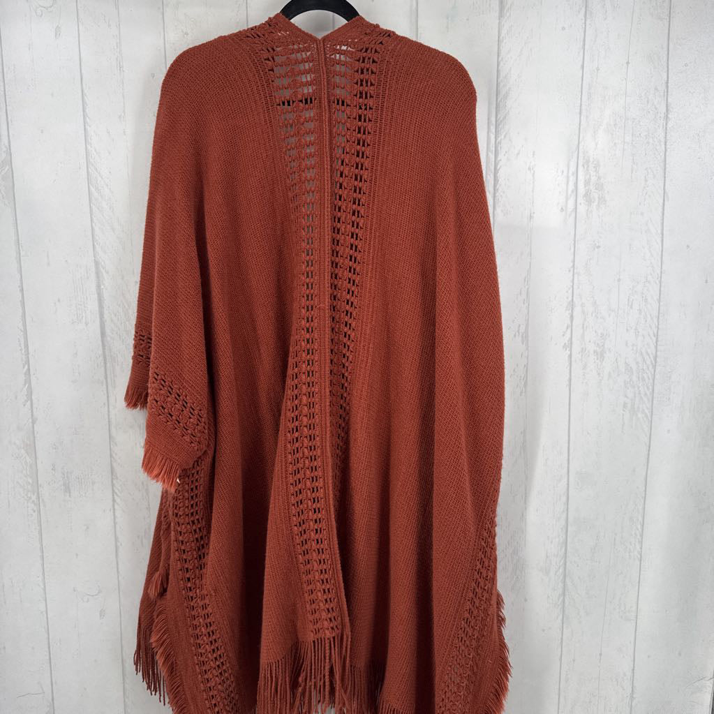 O/S fringe poncho