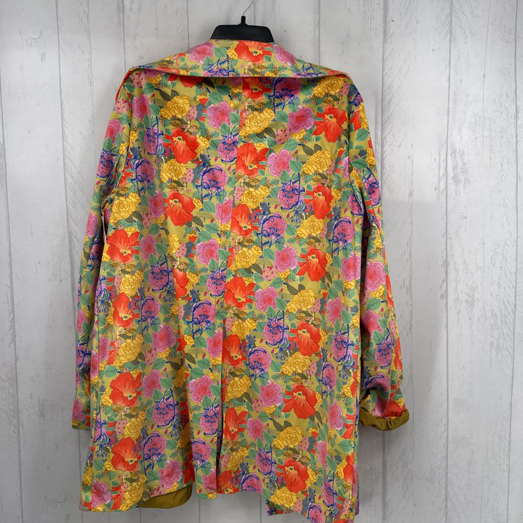 L/XL flo print faux suede jacket