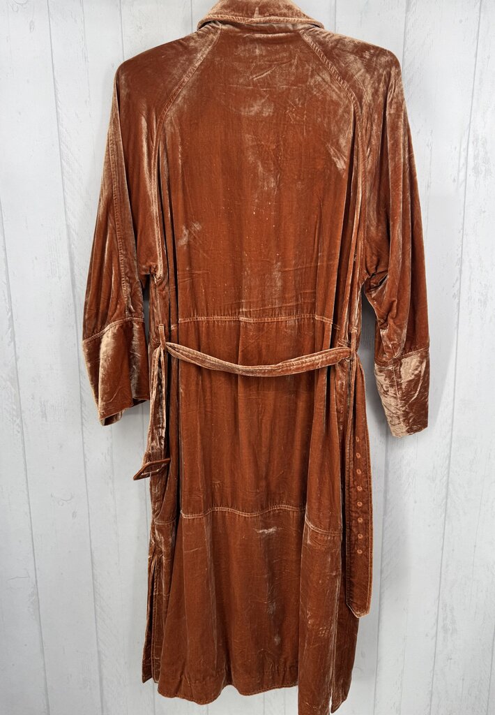 S velvet button down long jacket