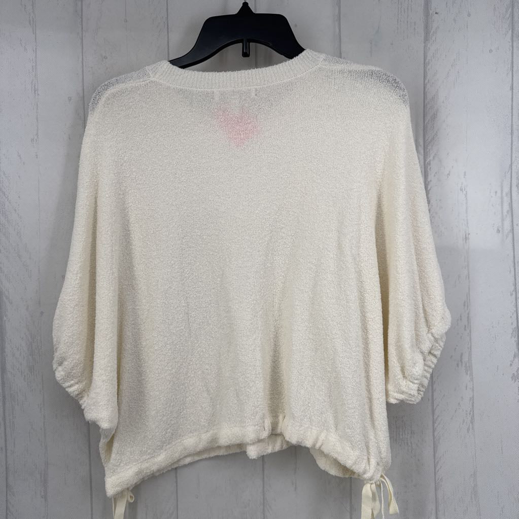 M textured drawstring waist s/s top