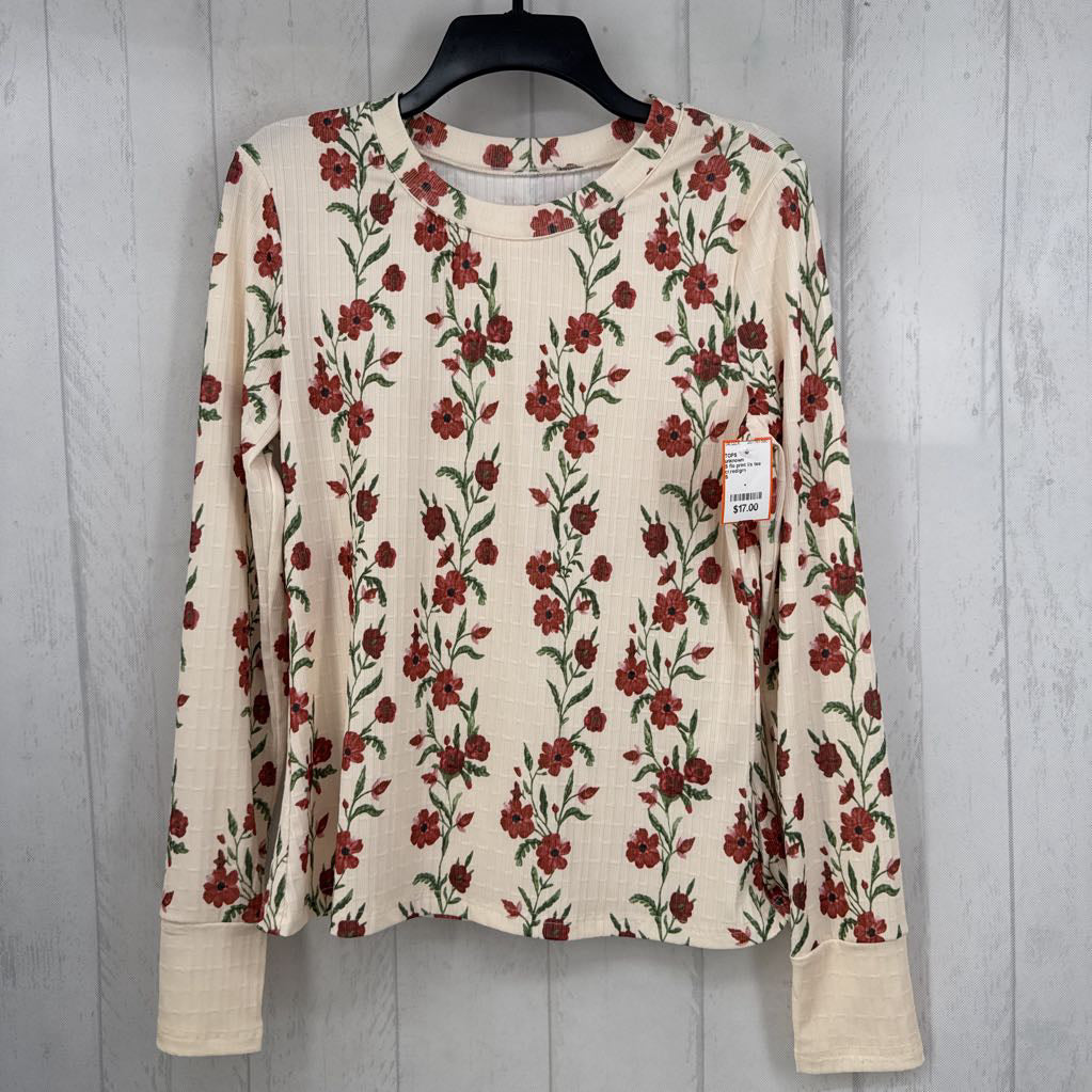 S flo print l/s tee